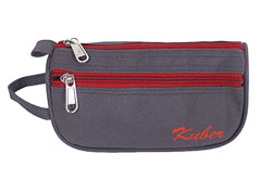 Kuber Industries Canvas Toiletry Organizer|Portable & Durable Travel Shaving Doop Kit with Fornt Zipper and Carrying Strip (Gray)