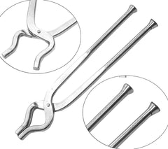 Kuber Industries 3 Pieces Stainless Steel Pakkad, Sansi, Tong, Kitchen Tool pincer, Chimta, Utility Holder (Silver)