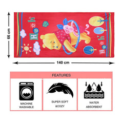 Kuber Industries Kids Bath Towel|Soft Cotton & Sides Stitched Baby Towel|Super Absorbent Pooh,Piglet & Car Print Towel Toddler,Pack of 2 (Multicolor)