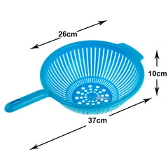 Heart Home Multifunctional Plastic Drain Strainer, Colander, Washing Basket for Home Kitchen Supplies With Handle (Blue)-50HH01833