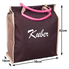 Heart Home Canvas Shopping Bag, Jhola Bag for Grocery, Fruits, Vegetables, Milk, Tiffin with Sturdy Zipper & Handles- Pack of 2 (Wine)-50HH01127