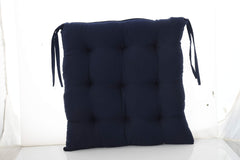 Kuber Industries Cotton Decorative Fabric Chair pad/Back Support/Seat Cushion with Ties and Handmade Quilting,14" x 14" Inch (Navy Blue) - CTKTC46173