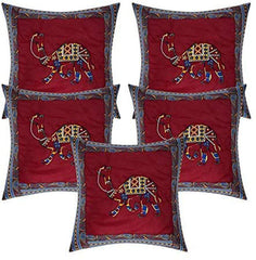 Kuber Industries Dancing Women with Designer Border Cotton Diwan Set with 8 Pieces (Maroon), (Model: HS_37_KUBMART019583), Full