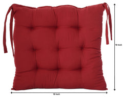 Heart Home Microfiber Square Chair Pad/Cushion for Office|Home or Car Sitting with Ties (Maroon)