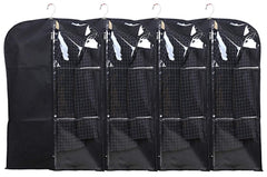 Kuber Industries Half Transparent 4 Piece Non Woven Men's Coat Blazer Cover, Black