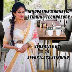 Heart Home Stirring Coffee Mug | Magnetic Stirring Coffee Cup | Stainless Steel Mug for Milk | Travel Mixing Cup | Self Stirring Coffee Mug | Battery Operated | 380 ML | Brown