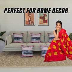 Kuber Industries Cushion Cover | Square Cushion Covers | Cotton Cushion Covers | Zig Zag Design Cushion Covers with Tassels | Set of 5 | 16 Inch | Multicolor