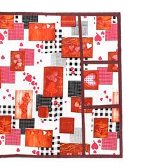 Kuber Industries Hearts Design 3 Pieces PVC Fridge Mats,2 Piece Handle Cover and 1 Piece Fridge Top Cover (Maroon) CTKTC33684