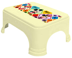 Kuber Industries Disney Mickey Minnie Print Square Plastic Bathroom Stool (Cream) -HS_35_KUBMARTS17699