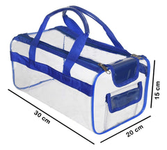 Kuber Industries Large Size 2 Crystal Clear Plastic Cosmetic Bags Travel PVC Vinyl Toiletry Bag, Zipper Large Transparent Waterproof Make-Up Case Organizer Bag (Blue)