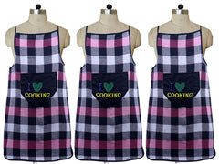Kuber Industries Checkered Design Cotton 2 Pieces Waterproof Kitchen Apron with Front Pocket (Black) - CTKTC40391
