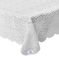 Heart Home Seamless Elegant Printed Cotton 4 Seater Center Table Cover,40"x60" (White)-44HH065