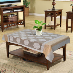 Heart Home Rangoli Printed Cotton 4 Seater Center Table Cover,40"x60" (White & Sand)-44HH0101