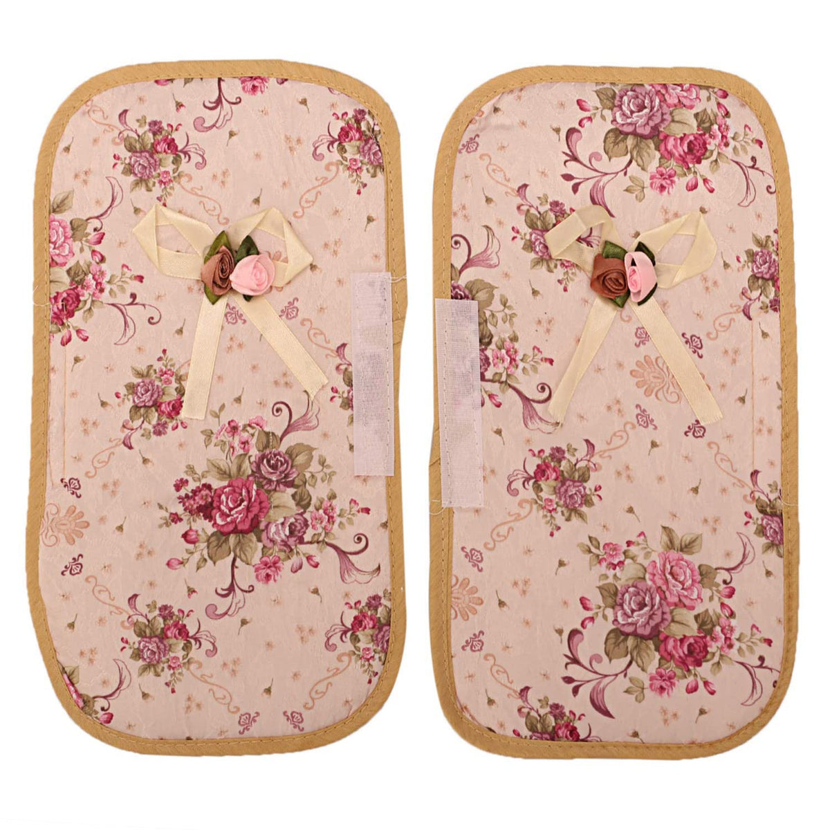 Kuber Industries Flower Design Cotton 2 Piece Fridge Handle Cover - Multicolour