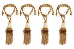 Kuber Industries Beads Beautiful Design Polyester 4 Pieces Curtain Tie Back Tassel Set (Gold) CTKTC33519