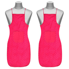 Heart Home Dot Printed Apron with 1 Front Pocket- Pack of 2 (Pink)-50HH0725