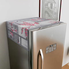 Kuber Industries Fridge Top Cover | Fridge Top Cover with Pockets | Refrigerator Top Cover for Kitchen | Fridge Top Cover with 6 Utility Pockets | Flower Fridge Top Cover | Gray