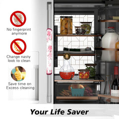 Kuber Industries Fridge Handle Cover | Refrigerator Handle Cover | Fridge Door Handle Protector | Fridge Door Handle Cover | Barik Flower Fridge Handle Cover | 2 Piece Set | Pink