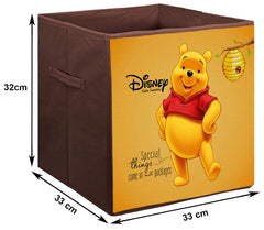Kuber Industries Disney Winnie-The-Pooh Printed Multipurposes Storage Box/Organizer With Handles (Brown) -HS43KUBMART26281