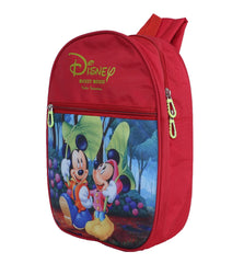 Kuber Industries Polyester Waterproof Disney Mickey & Minnie Mouse Print Backpack|Sturdy School Bag for Kids (Red)