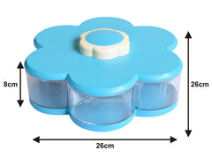 Heart Home Flower Design ABS Plastic Multipurposes 6 Pcs Transparent Container Box for Dry Fruits, Masala/Spices, Mouth Freshners, Chocolates (Blue)