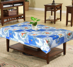 Kuber Industries Floral Print PVC Center Table Cover/Table Cloth for Home Decorative Luxurious 4 Seater, 60"x36" (Blue) 54KM4266