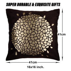 Kuber Industries Cushion Cover | Sofa Cushion Covers | Square Cushion Covers | Velvet Cushion Covers | Gold Print Couch Cushion Covers | Set of 5 | 16 Inch | Brown