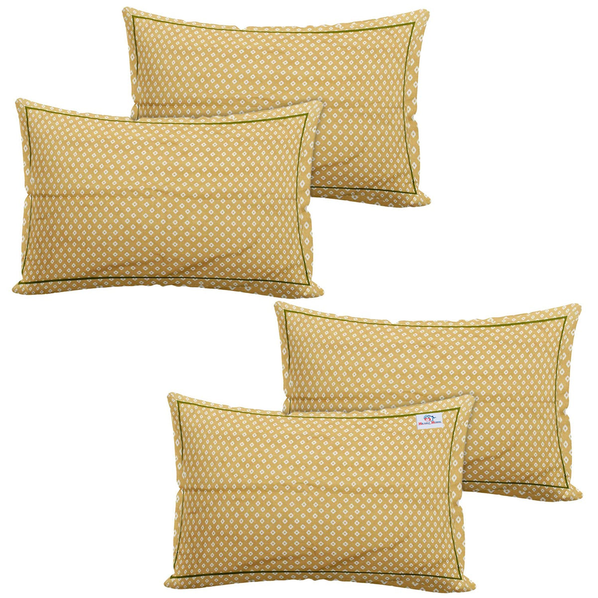 Heart Home Bandhej Print Breathable & Soft Cotton Pillow Cover for Sofa, Couch, Bed, Set of 4 (Sand) 54HH4123.