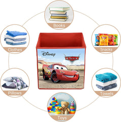 Heart Home Non-Woven McQueen Car Print Flodable Storage Box/Wardrobe Organizer For Home Decor (Red) 54HH4250.