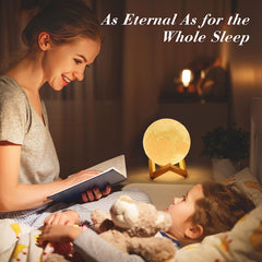 Kuber Industries 3D Moon Lamp | 7 Color Changing Moon Lamp | Chargeable Night Lamp for Kids Room | Home Decoration Lamp for Bedroom | Hall | 15 cm | White