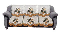 Kuber Industries Flower Design 6 Piece Cotton 5 Seater Sofa Cover Set - 70.07"x29.13", Brown