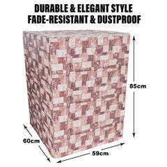 Heart Home Washing Machine Cover | Brick New Check Design Washing Machine Cover | PVC Top Load Fully-Automatic Washing Machine Cover | Brown