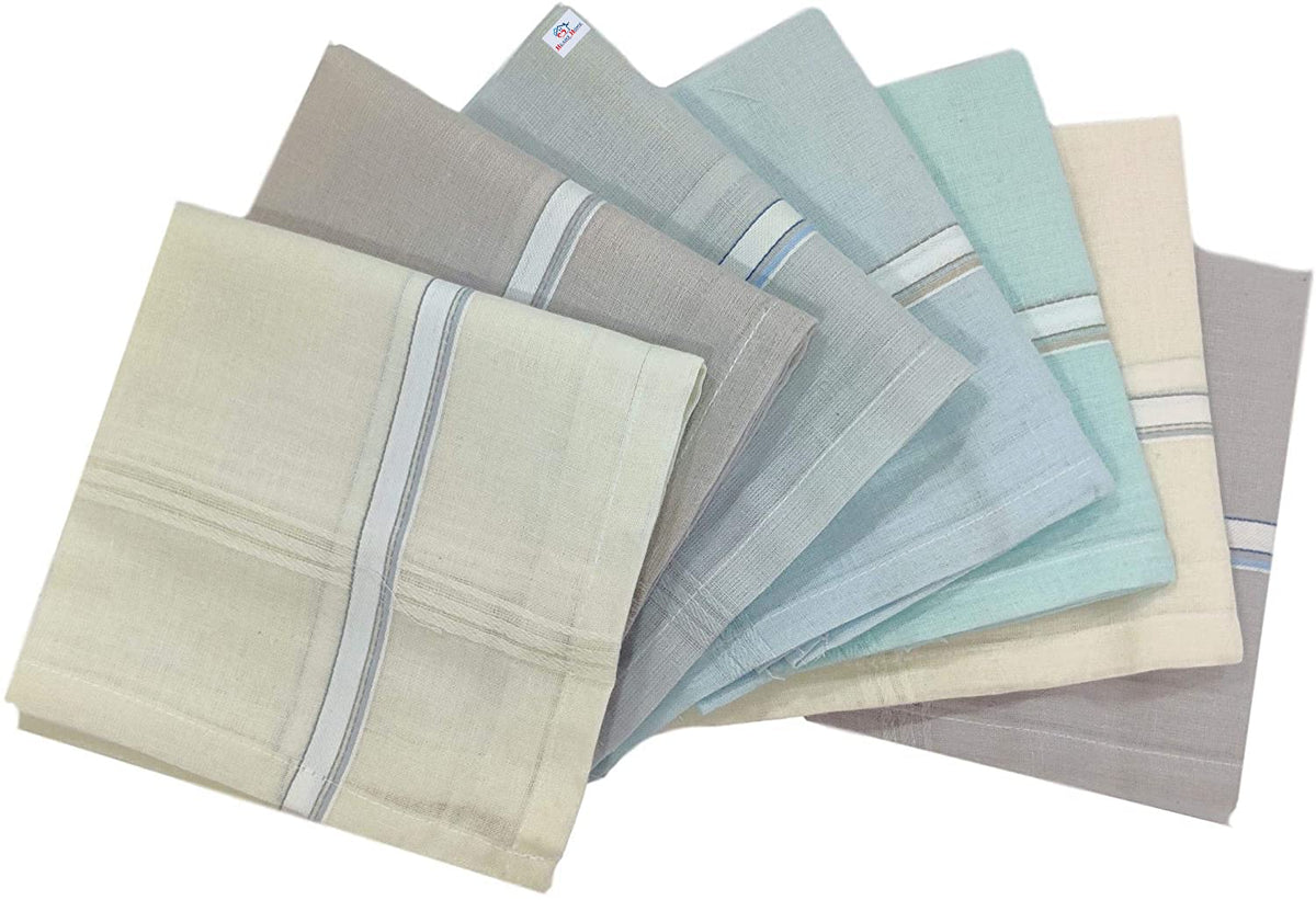 Heart Home 100% Cotton Premium Collection Handkerchiefs Hanky for Men, Set of 6 (Lite Colour), Standard (HS_37_HEARTH020422)