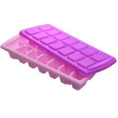 Kuber Industries 14 Cubes Plastic Unbreakable Virgin Plastic Ice Cube Tray with Lid (Set of 6, Multi)-KUBMART1231