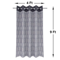 Heart Home Faux Silk Decorative 9 Feet Long Door Curtain | Damask Print Blackout Drapes Curtain with 8 Eyelet for Home & Office, Pack of 2 (Gray)