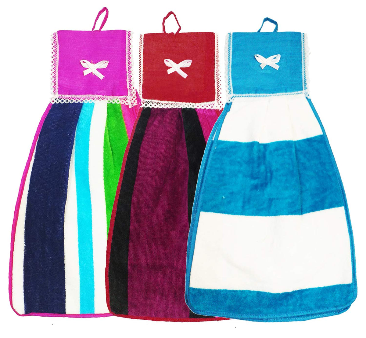 Kuber Industries Hanging Cotton 3 Pieces Cotton Washbasin Napkin/Hand Towel for Kitchen and Bathroom (Multi)-CTKTC023984