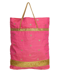 Kuber Industries Polyester Dot Design Foldable Potli|Shopping|Gifting, Hand Bag With Handle (Pink)