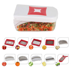 Kuber Industries 12 in 1 Multipurpose Fruit & Vegetable Cutter - Chopper, Dicer, Grater, Slicer, All in One (Red)-KUBMART1332