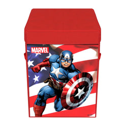 Heart Home Marvel Captain America Print Foldable Laundry Basket|Clothes Storage Basket With Handle & Lid,60 Ltr.(Red)