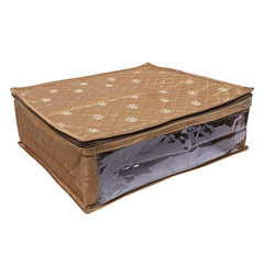 Kuber Industries 3 Layered Quilted Satin Saree Cover (Gold) -CTLTC10596