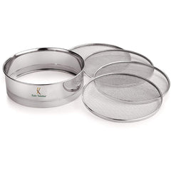 Heart Home Stainless Steel 4 in 1 Interchangeable Sieve Chalni for Flour, Spices, Maida, Food Strainer (Silver)