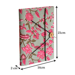 Heart Home Floral Print Handicraft Notebook/Diary with Lock System for Home, Traveling, Office Pack of 2 (Green) 52HH4020