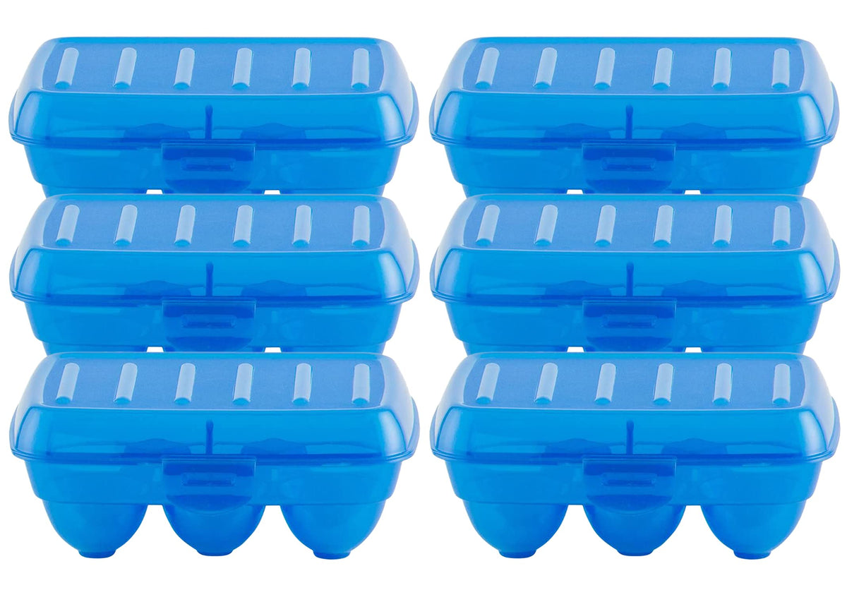 Heart Home Plastic 6 Slot Egg Container,Tray, Holder for Refrigerator & Kitchen- Pack of 6 (Blue)-46HH0406