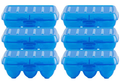 Heart Home Plastic 6 Slot Egg Container,Tray, Holder for Refrigerator & Kitchen- Pack of 6 (Blue)-46HH0406