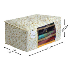 Kuber Industries Metallic Print 3 Piece Non Woven Saree Cover Set (Brown)