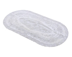 Heart Home PVC Floral Print Table Runner for Living, Dinning, Office, Kitchen & Wedding 33" x 16" (Cream) 52HH4066