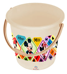 Heart Home Disney Minnie Mickey Print Unbreakable Virgin Plastic Strong Bathroom Bucket,18 LTR-Pack of 2 (Cream)