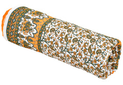 Kuber Industries Heart Home Floral Print All-Season Microfiber Microfiber Filler Cotton Reversible Single Bed Quilt, Blanket 60"x90" (Orange)-48HH014