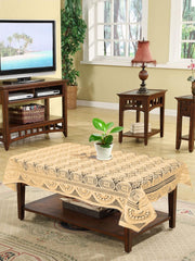 Kuber Industries Circle Printed Cotton 4 Seater Center Table Cover,40"x60" (Cream)-44KM07