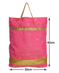 Kuber Industries Polyester Dot Design Foldable Potli|Shopping|Gifting, Hand Bag With Handle (Pink)